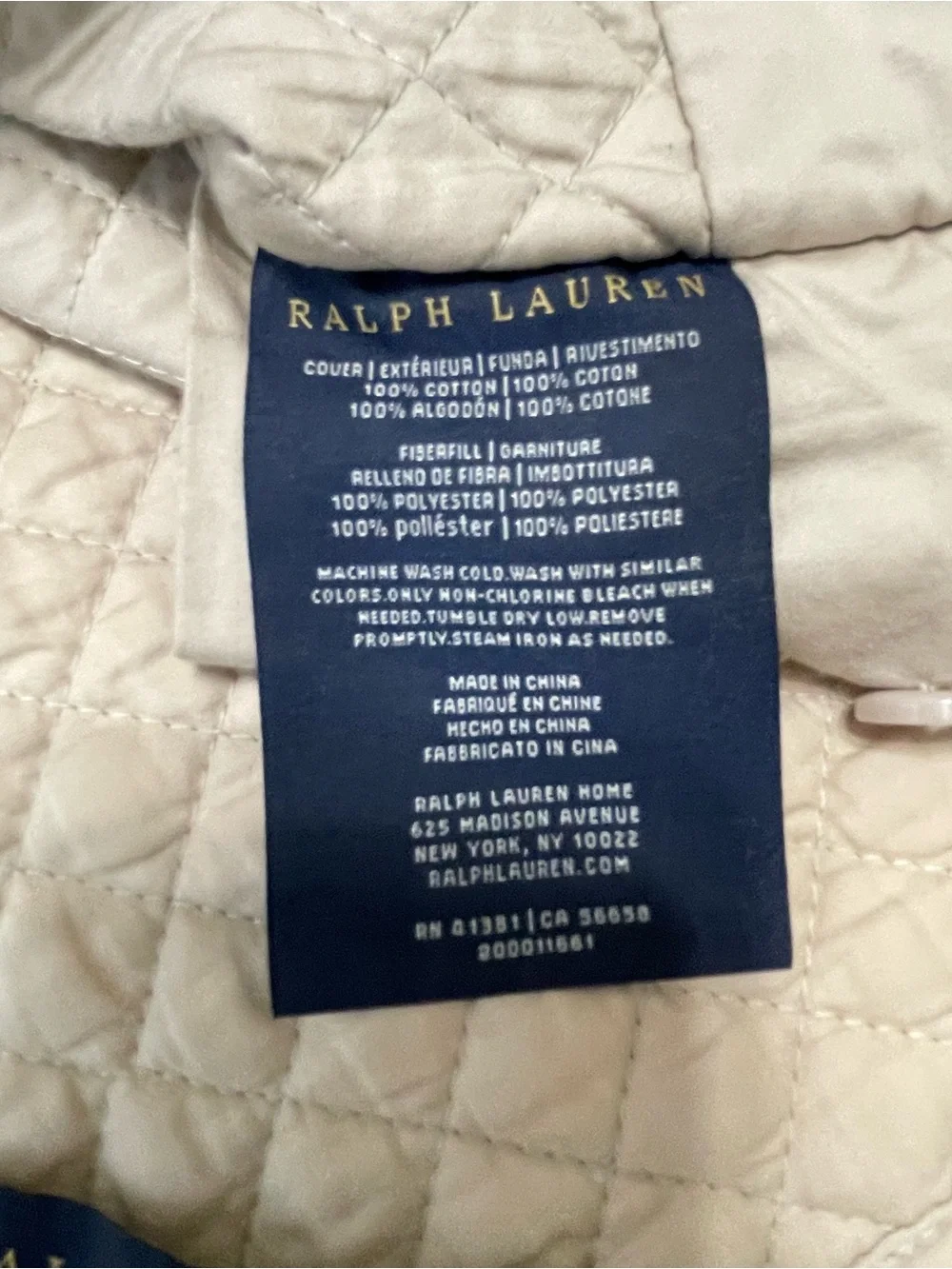 Ralph Lauren Coastal Sand King Quilted Coverlet & 2 European Shams